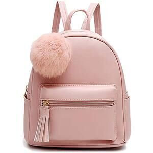 2601 Mini Backpack Purse for Girls Teens Purses PU Leather Pom Backpack